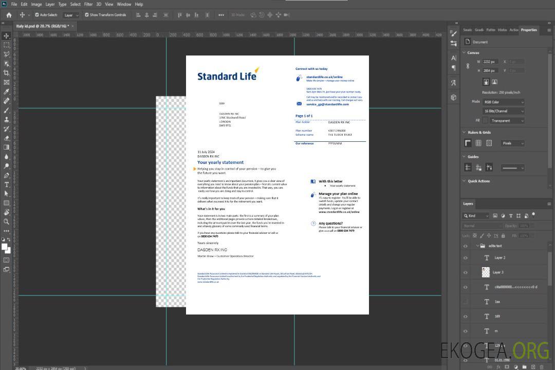 Modèle de facture de services publics pour les entreprises du Royaume-Uni Standard Life aux formats Word et PDF template